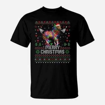 Horses Santa Hat Animal Christmas Tree Lights Holiday Santa T-Shirt | Crazezy