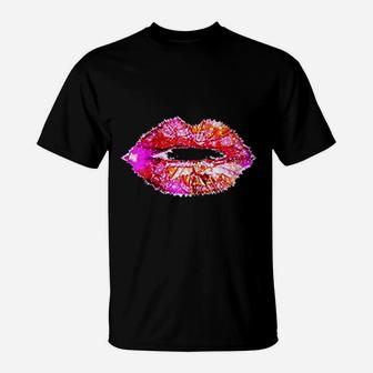 Hot Pink Lips Kiss Neon T-Shirt | Crazezy DE