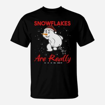 How Snowflakes Are Really Made Funny Snowman Christmas Gift T-Shirt | Crazezy