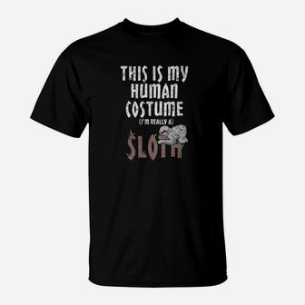 Human Costume Im Really A Sloth Animal Distressed T-Shirt - Thegiftio UK