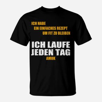 Humorvolles Fitness-T-Shirt Ich laufe jeden Tag Amok, Herren, Schwarz - Seseable