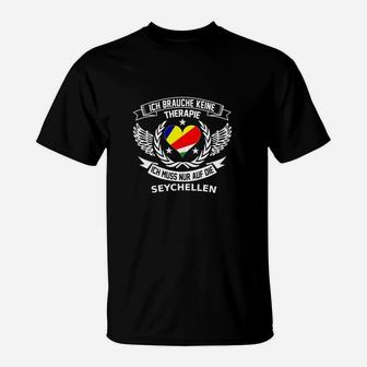 Humorvolles Seychellen Reise-Therapie T-Shirt: Therapie unnötig, nur Seychellen nötig - Seseable