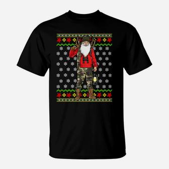 Hunter Santa Claus Hunting Ugly Christmas Sweater Pattern Sweatshirt T-Shirt | Crazezy