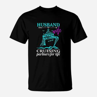 Husband And Wife Cruising Partners Honeymoon Trip T-Shirt - Thegiftio UK