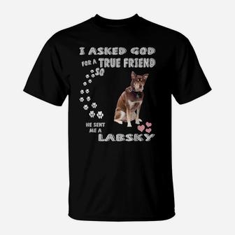 Huskador Dog Mom, Siberian Retriever Dad Costume Cute Labsky T-Shirt | Crazezy