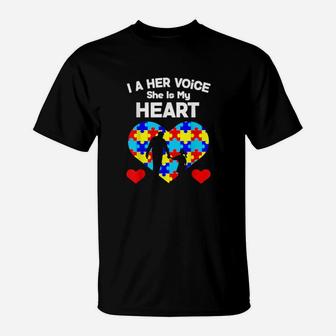 I Am Her Voice She Is My Heart Autism Awareness Dad T-Shirt - Monsterry CA