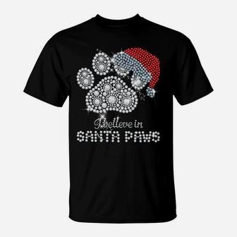 I Believe In Santa Paws Cat Dog Lovers Christmas Xmas Gift T-Shirt | Crazezy