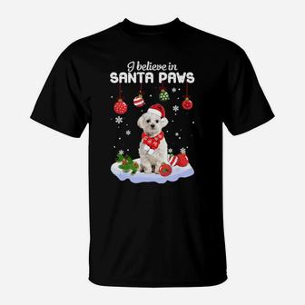 I Believe In Santa Paws Maltese Gift T-Shirt - Monsterry