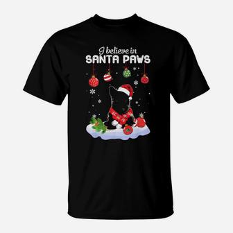 I Believe In Santa Paws Scottish Terrier T-Shirt - Monsterry
