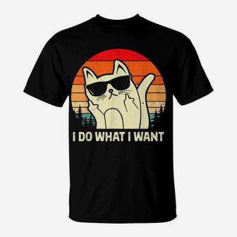 I Do What I Want Sunglasses Vintage Funny Cat Lovers Tee T-Shirt | Crazezy DE
