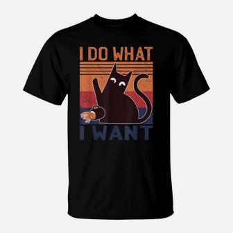 I Do What I Want Vintage Cat Lovers T-Shirt | Crazezy DE