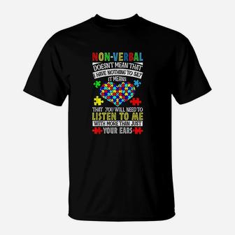 I Have Nonverbal Autism Valentines Day Puzzle Piece Gift T-Shirt | Crazezy