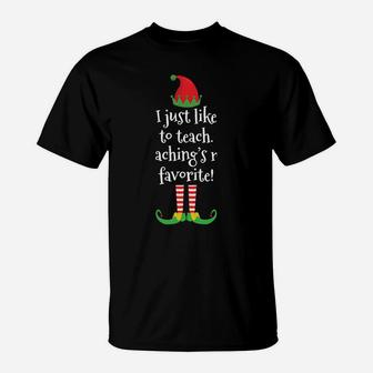 I Just Like To Teach Funny Teacher Christmas Party Pajama T-Shirt | Crazezy CA