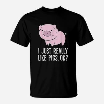 I Just Really Like Pigs Ok Kids Boys Love Pigs T-Shirt | Crazezy DE