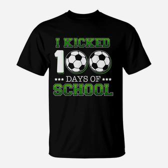 I Kicked 100 Days Of School Soccer Sports T-Shirt - Thegiftio