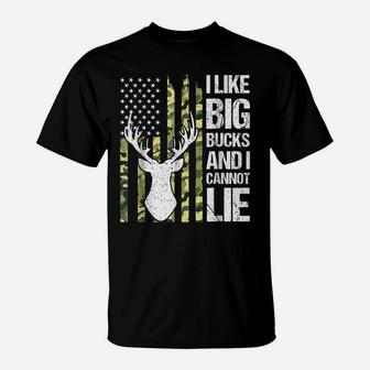 I Like Big Bucks And I Cannot Lie Deer Hunting Usa Flag T-Shirt | Crazezy