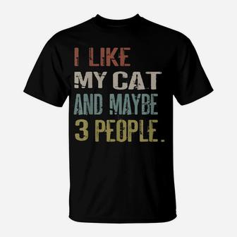 I Like My Cat & Maybe 3 People Cats Lovers Quote Boys Girls T-Shirt | Crazezy DE
