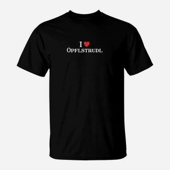 I Love Apfelstrudel Schwarzes T-Shirt, Lustiges Design für Feinschmecker - Seseable