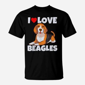 I Love Beagles Funny Cute Dog Dad Mom Beagle Lover T-Shirt | Crazezy