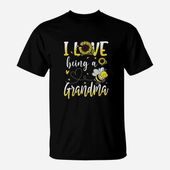I Love Being A Grandma Sunflower And Bee Lover T-Shirt | Crazezy