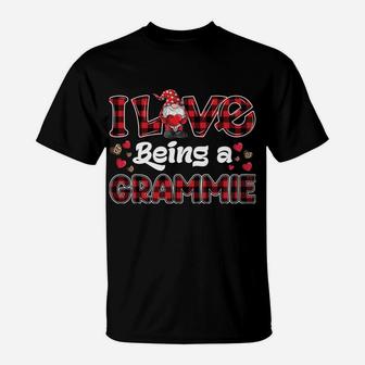I Love Being Grammie Red Plaid Hearts Gnome Valentine's Day T-Shirt | Crazezy AU