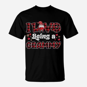 I Love Being Grammy Red Plaid Hearts Gnome Valentine's Day Sweatshirt T-Shirt | Crazezy