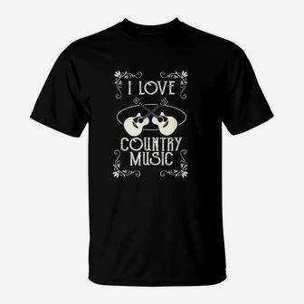 I Love Country Music Vintage Guitar Musician T-Shirt | Crazezy