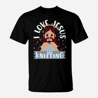 I Love Jesus & Knitting Christian Cartoon Beard T-Shirt - Monsterry AU