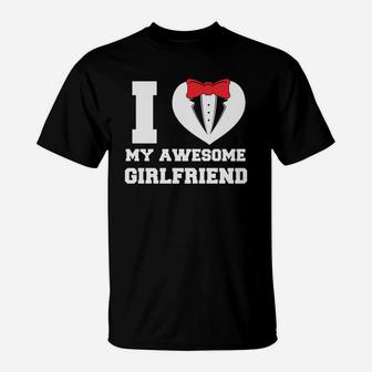 I Love My Awesome Girlfriend Valentine Gift Happy Valentines Day T-Shirt - Seseable