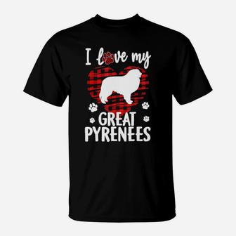 I Love My Great Pyrenees Valentine Dog T-Shirt - Monsterry CA