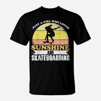 I Love Skating And Sunshine Funny Skateboard Girl T-Shirt | Crazezy