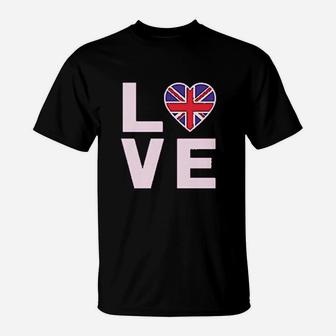 I Love The United Kingdom British Flag Heart Cool Women T-Shirt | Crazezy CA