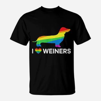 I Love Weiners Dachshund Lgbt Gay Lesbian Pride T-Shirt - Monsterry UK