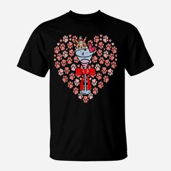I Love You Martini Dog Valentines Day Heart Paws T-Shirt - Monsterry CA