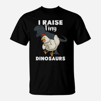 I Raise Tiny Dinosaurs Retro Chicken Funny Gift Farm Lover T-Shirt | Crazezy DE