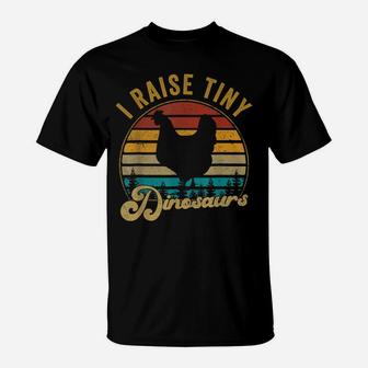 I Raise Tiny Dinosaurs Vintage Retro 70S Chicken Silhouette T-Shirt | Crazezy DE