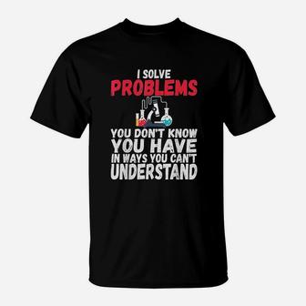 I Solve Problems Funny Medical Lab Tech Week T-Shirt - Thegiftio UK
