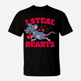 I Steal Hearts Mouse Love Valentine's Day Idea T-Shirt - Monsterry