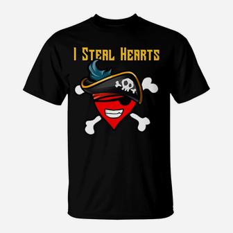 I Steal Hearts Pirate Funny Valentines Day For Boys T-Shirt - Thegiftio UK