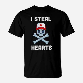 I Steal Hearts Valentines Day Pirate Boys Valentine Boy T-Shirt | Crazezy DE