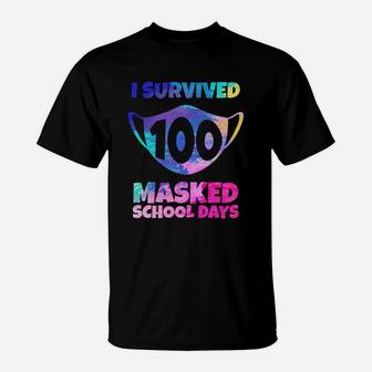 I Survived 100 Masked School Days Student Teacher Funny Gift T-Shirt - Seseable