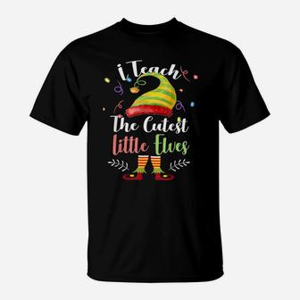 I Teach The Cutest Little Elves Xmas Funny Christmas Teacher T-Shirt | Crazezy DE