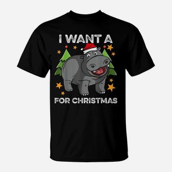 I Want A Hippopotamus Christmas Hippopotamus Christmas T-Shirt | Crazezy