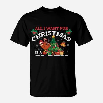 I Want A Sloth For Christmas T-Shirt | Crazezy