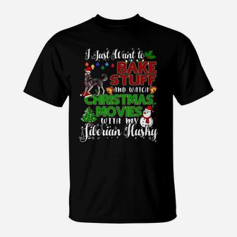 I Want To Bake Stuff And Watch Christmas Siberian Husky Sweatshirt T-Shirt | Crazezy