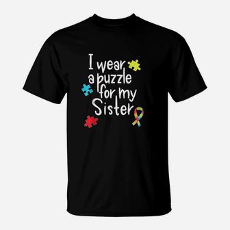 I Wear A Puzzle For My Sister T-Shirt | Crazezy DE