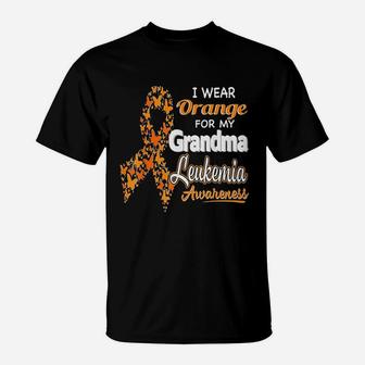 I Wear Orange For My Grandma Leukemia Awareness T-Shirt | Crazezy UK