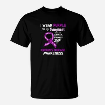 I Wear Purple For My Daughter Crohns Disease Awareness T-Shirt - Thegiftio UK
