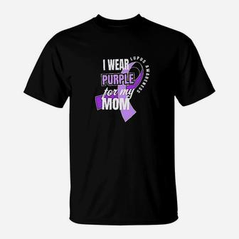 I Wear Purple For My Mom T-Shirt | Crazezy