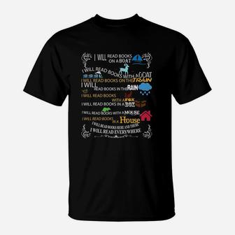 I Will Read Books On A Boat And Everywhere Reading T-Shirt | Crazezy UK
